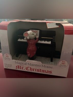 Mr. Christmas Magical Maestro Mouse Musical Figurine - Red